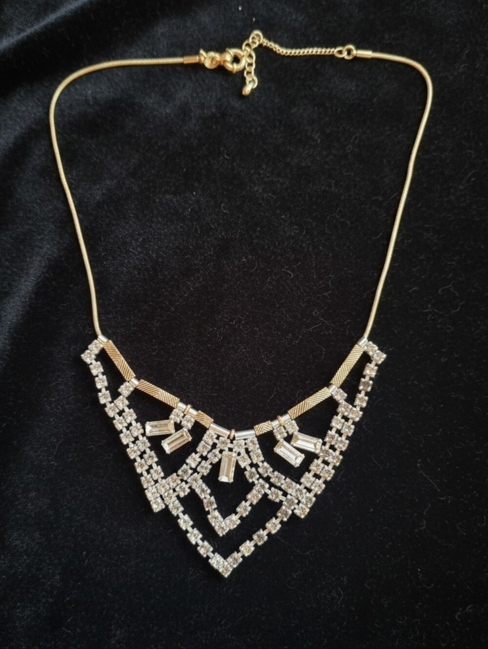 Madewell Gold & Silver Toned Bib Style Necklace Crystal Accents Preppy Vintage